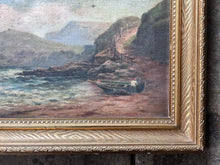 Load image into Gallery viewer, 19th Century Antique Seascape Coastal oil painting on canvas