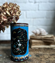 Load image into Gallery viewer, 19th Century antique East Asian Bitong Cloisonne enamel calligraphy brush pot