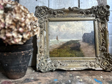 Load image into Gallery viewer, 19th Century antique double sided oil painting potrait on board seascape coastal/portrait