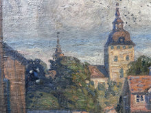 Load image into Gallery viewer, 19th Century antique signed Swedish landscape village scene oil painting on canvas