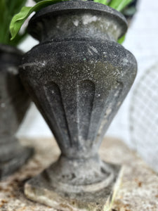 A pair of 19th century antique carved marble garden urns