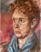 Load image into Gallery viewer, 20th Century Bloomsbury style male portrait oil painting on board