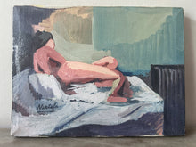 Load image into Gallery viewer, 20th Century small vintage reclining nude portrait painting oil on canvas