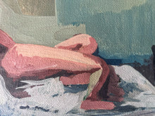 Load image into Gallery viewer, 20th Century small vintage reclining nude portrait painting oil on canvas