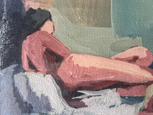 Load image into Gallery viewer, 20th Century small vintage reclining nude portrait painting oil on canvas