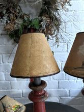 Load image into Gallery viewer, 4 French vintage hand painted chateau scene parchment candle lamp shades