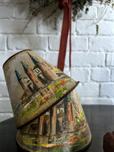 Load image into Gallery viewer, 4 French vintage hand painted chateau scene parchment candle lamp shades