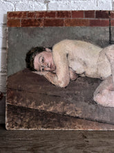 Load image into Gallery viewer,  Modern British 20th century nude portrait oil on board signed &amp; dated
