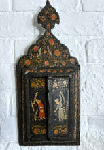 Load image into Gallery viewer, An antique early 20th Century Qajar Persian painted wooden mirror with two doors