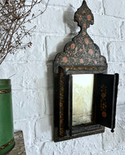 Load image into Gallery viewer, An antique early 20th Century Qajar Persian painted wooden mirror with two doors