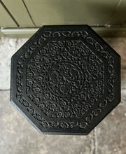 Load image into Gallery viewer, Anglo Indian Carved hexagonal hard wood padouk side table