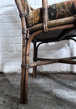 Load image into Gallery viewer, Angraves UK Vintage Art Deco bamboo upholstered armchair original velvet fabric