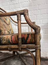 Load image into Gallery viewer, Angraves UK Vintage Art Deco bamboo upholstered armchair original velvet fabric