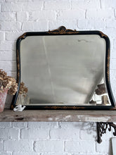 Load image into Gallery viewer, Antique 18th century Chinoiserie hand painted floral overmantle ebonised mirror