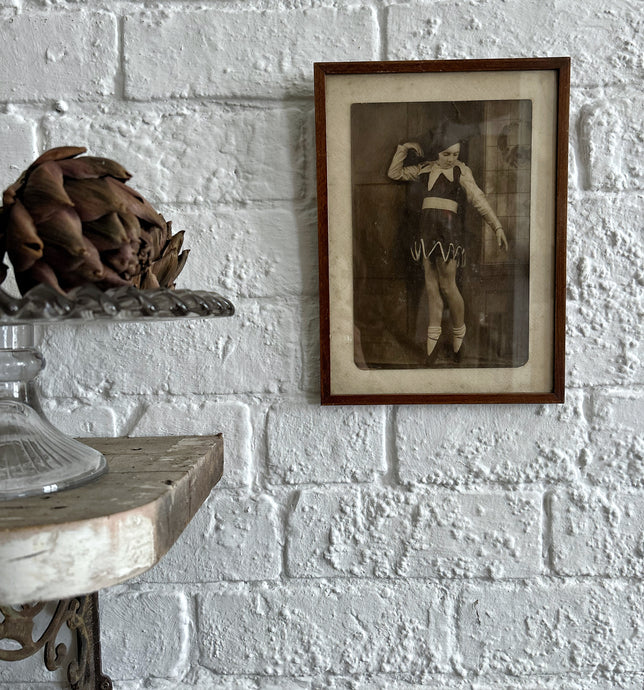 Antique 1920's whimsical ballerina ballet girl fancy dress original framed sepia photograph