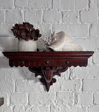Load image into Gallery viewer, Antique English 19th Century mahogany hand carved wall bracket corbel with shelf
