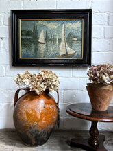 Load image into Gallery viewer, Antique French impressionist oil painting on canvas impasto texture Sur le Seine Signed