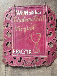 Antique German winery vineyard metal advertising sign