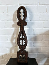 Load image into Gallery viewer, Antique Gothic revival dark wood carved spinning chair