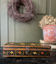 Load image into Gallery viewer, Vintage Indian Kashmiri hand painted floral stationary jewellery box