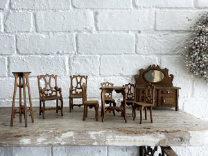 Antique Victorian dolls house furniture dining room set