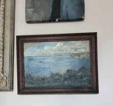 Load image into Gallery viewer, Antique Victorian oil painting on canvas coastal scene seascape