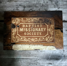 Load image into Gallery viewer, Antique Victorian rosewood Baptiste Missionary society church collection box
