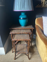 Load image into Gallery viewer, Antique Victorian tiger bamboo nest of three tables