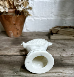 Antique Victorian white glazed Parian porcelain pottery childs hand clasping a sea shell