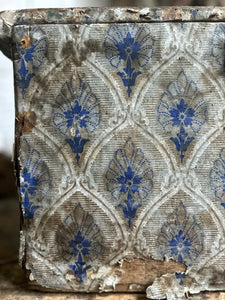 Antique 1800's Decorative wallpapered wooden storage chest