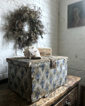 Load image into Gallery viewer, Antique 1800&#39;s Decorative wallpapered wooden storage chest