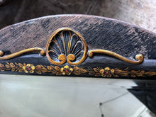 Load image into Gallery viewer, Antique 18th century Queen Anne Chinoiserie hand painted floral overmantle ebonised mirror