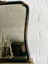 Load image into Gallery viewer, Antique 18th century Chinoiserie hand painted floral overmantle ebonised mirror