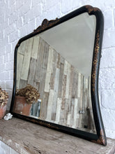 Load image into Gallery viewer, Antique 18th century Chinoiserie hand painted floral overmantle ebonised mirror