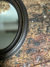 Load image into Gallery viewer, Antique 19th Century French Petit dark wooden oval wall mirror
