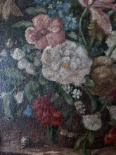 Load image into Gallery viewer, Antique Dutch school floral still life oil painting in decorative carved dark wooden antique frame