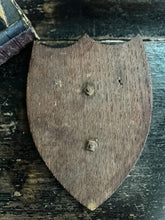 Load image into Gallery viewer, Antique Edwardian oak armorial shield St Johns College Cambridge University
