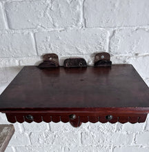 Load image into Gallery viewer, Antique English 19th Century mahogany hand carved wall bracket corbel with shelf