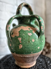 Load image into Gallery viewer, Antique French 19th Century green glazed terracotta cruche jug
