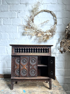 Antique French Bretton miniature cupboard dresser armoire