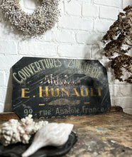 Load image into Gallery viewer, Antique French zinc roofing hand painted services advertising sign