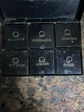 Load image into Gallery viewer, Antique Georgian black Toleware metal spice box