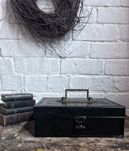 Load image into Gallery viewer, Antique Georgian black Toleware metal spice box