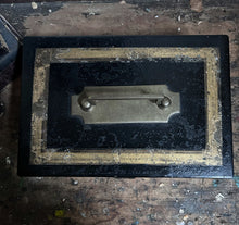 Load image into Gallery viewer, Antique Georgian black Toleware metal spice box