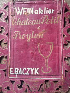 Antique German winery vineyard metal advertising sign