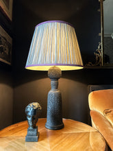 Load image into Gallery viewer, Antique Indian hardwood hand carved ebonised table lamp
