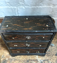 Load image into Gallery viewer, Antique Japanese Miniature hand painted decorative apprentice piece desk top chest drawers