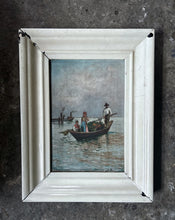 Load image into Gallery viewer, Small Antique Venetian oil painting seascape landscape on wooden panel