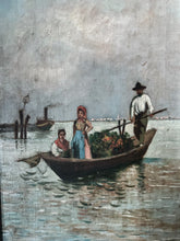 Load image into Gallery viewer, Small Antique Venetian oil painting seascape landscape on wooden panel