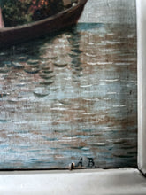 Load image into Gallery viewer, Small Antique Venetian oil painting seascape landscape on wooden panel